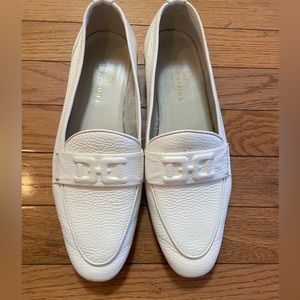 Bruno Magli White Pebbled Leather Loafers - Size 38